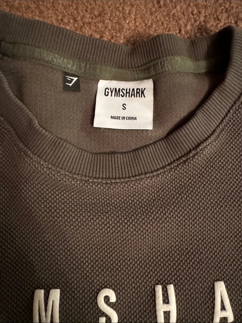 Gymshark men Olive Crewneck Sweatshirt with White Logo